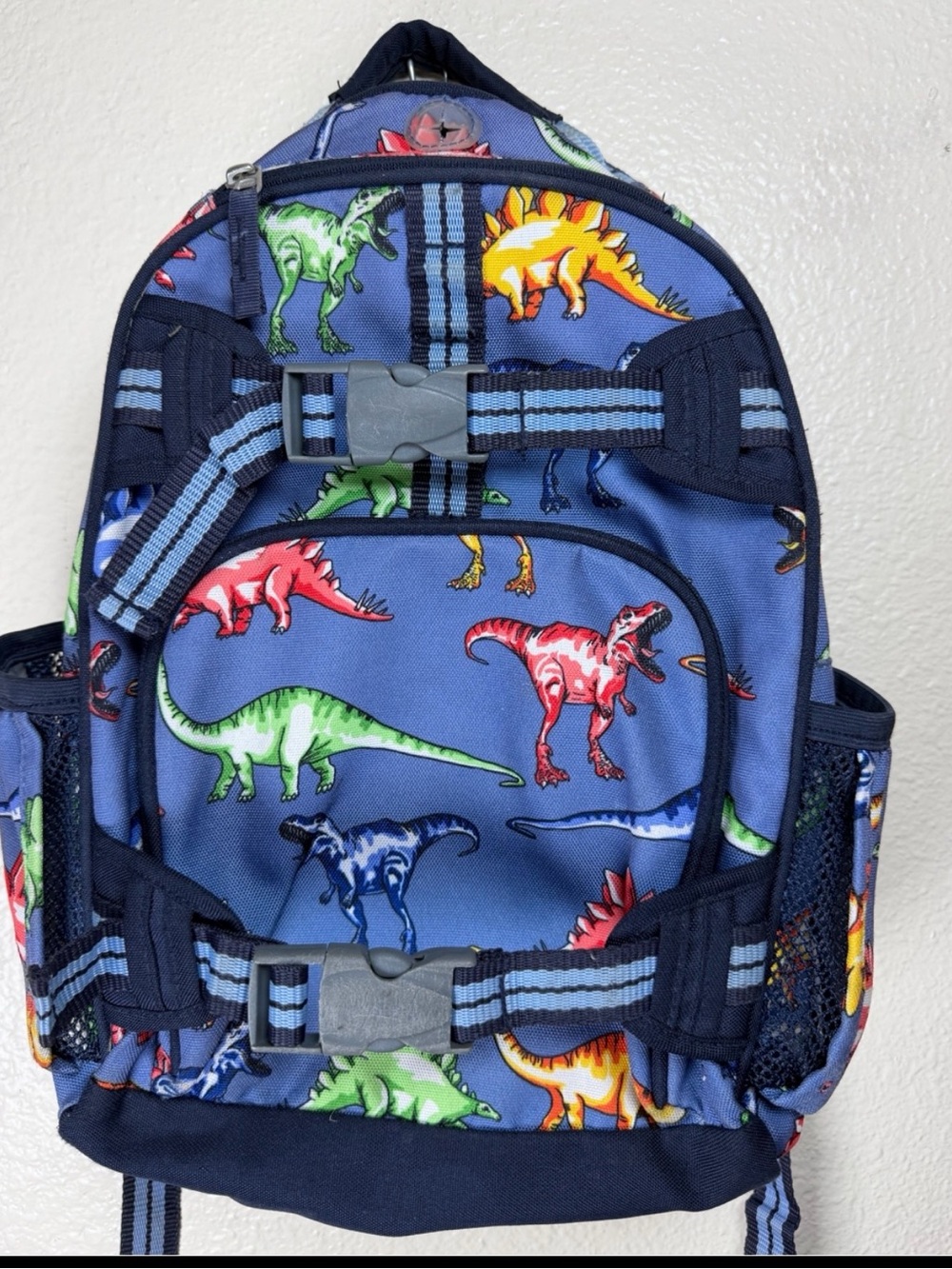 Pottery Barn Kids Dinosaur Backpack Blue T Rex School Bag No Monogram! Size Sm.